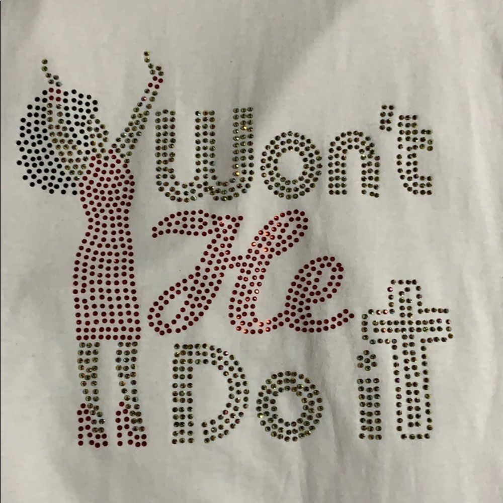 NNWT Won't HE Do It? Rhinestone Praise Tee